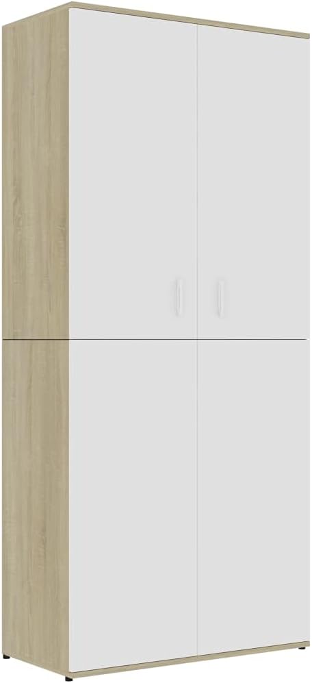 White and Sonoma Oak Shoe Cabinet B4417