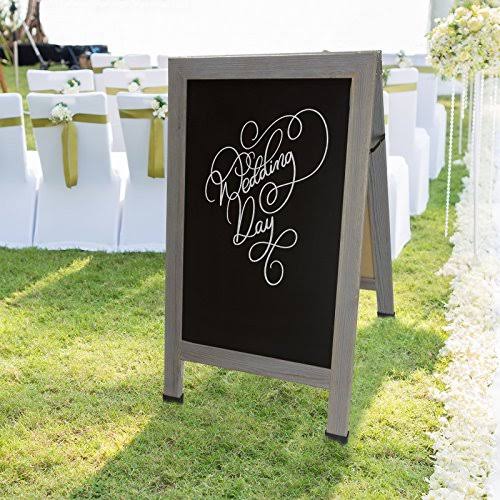 Heavy-Duty Sandwich Board Sidewalk Chalkboard Sign with Chalk Markers, Stencil Set, Chalk, Eraser B90608