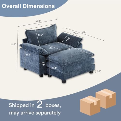 Beige Chenille 3-Seat Sectional Sofa with Ottoman F708