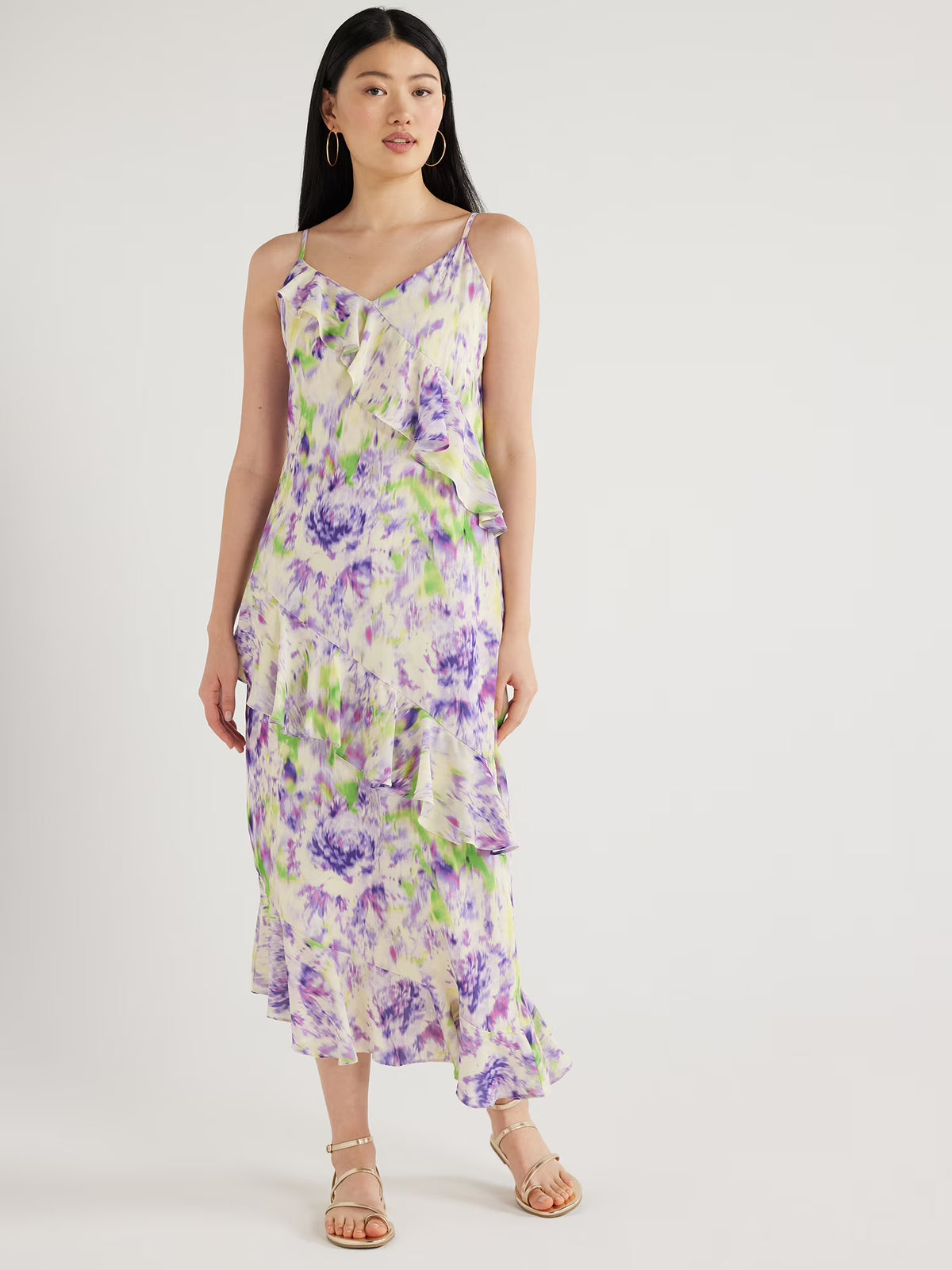 Ruffle Slip Bias Cut Dress V32157