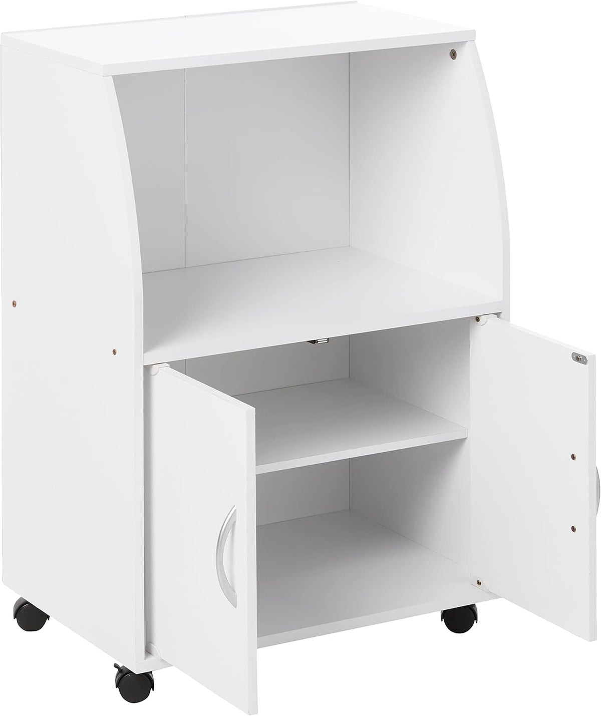 White Beech Microwave Cart with Two Doors and Shelf M27215