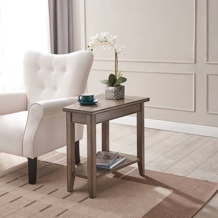 Gray Wedge Side Table with Shelf H907