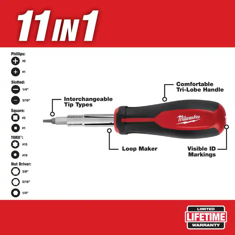11-in-1 Multi-Tip Screwdriver with Folding Knife X656