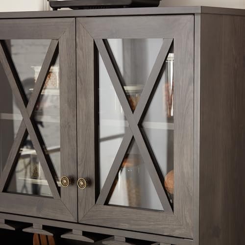 Grey Wood Storage Cabinet with Microwave Stand N2780