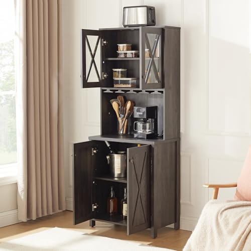 Grey Wood Storage Cabinet with Microwave Stand N2780
