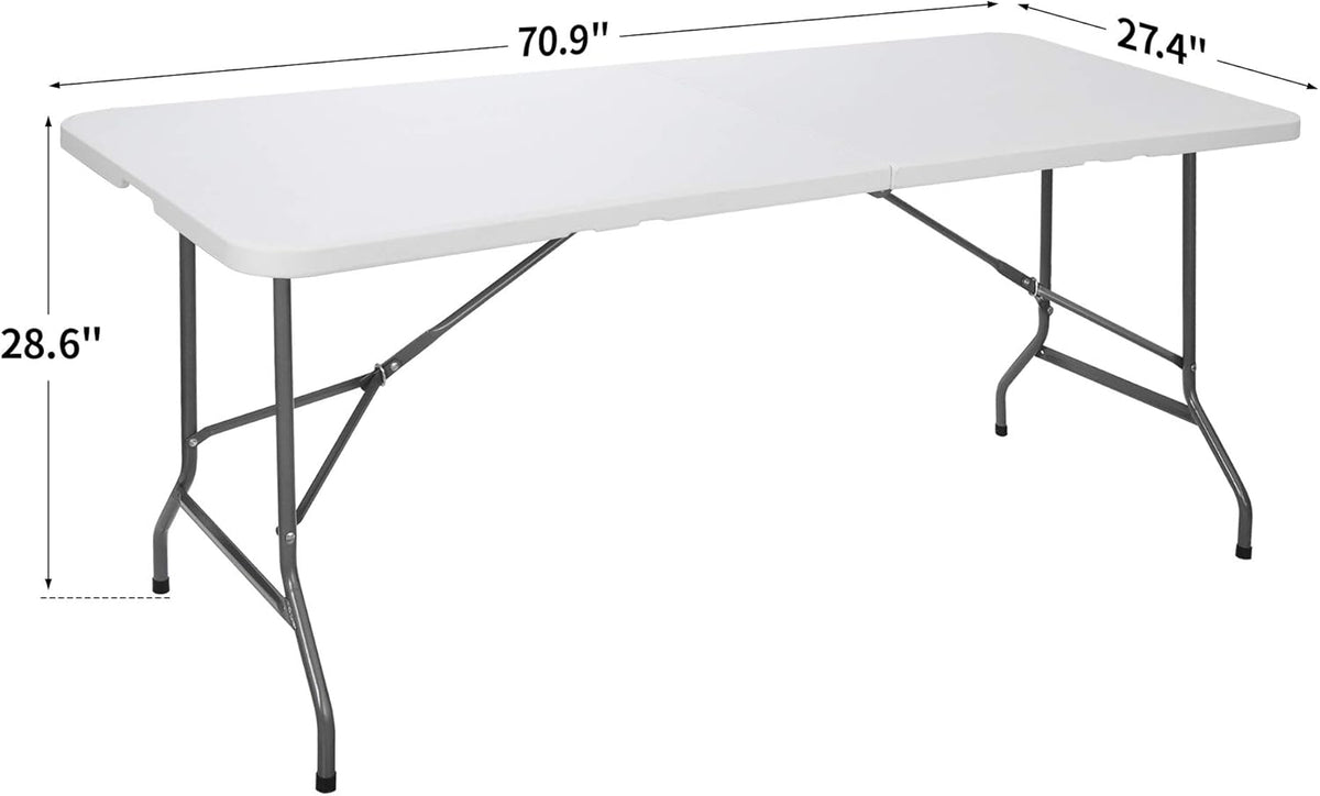 6ft Portable Folding Plastic Table with Handle, White F291041
