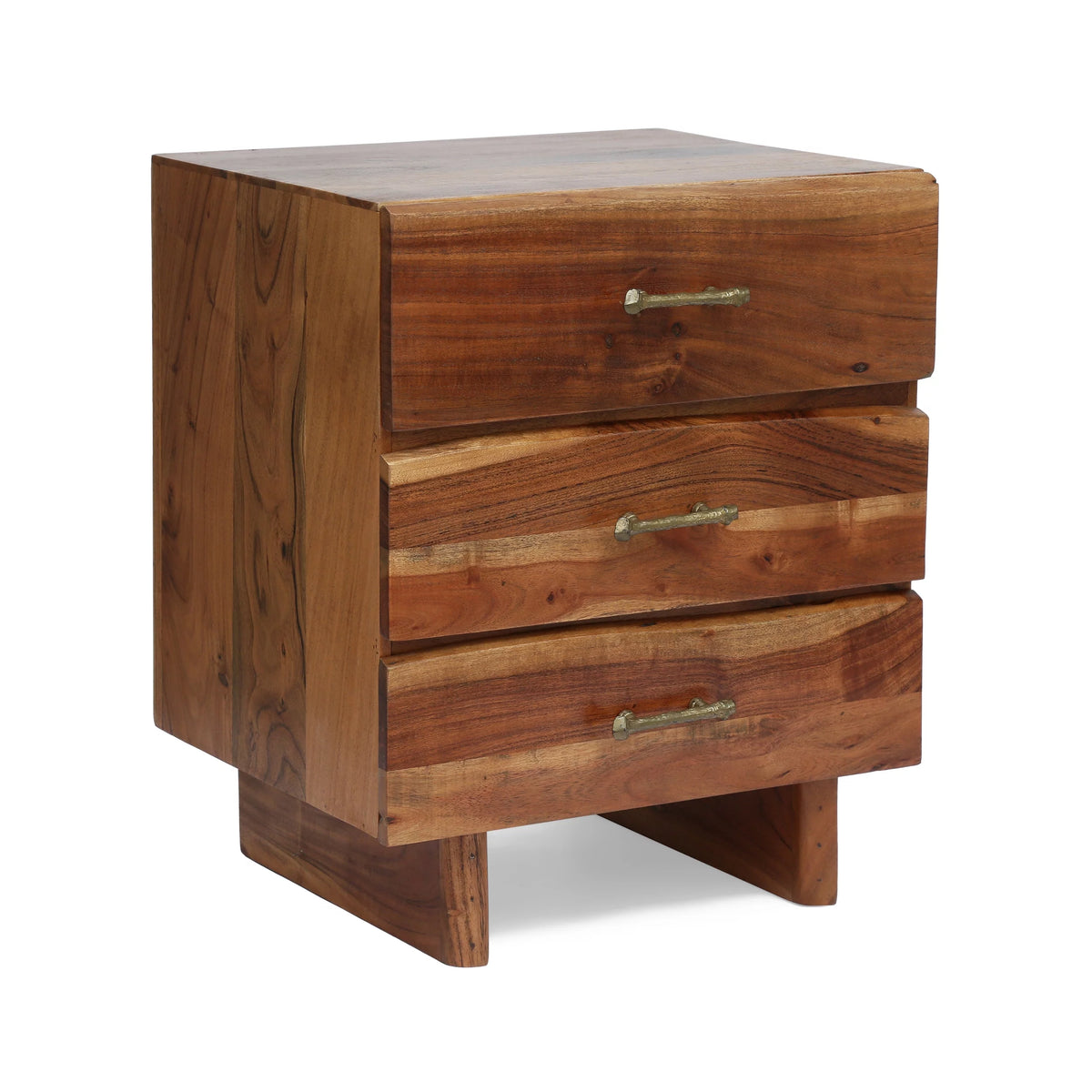 Acacia Wood 3 Drawer Nightstand I15872
