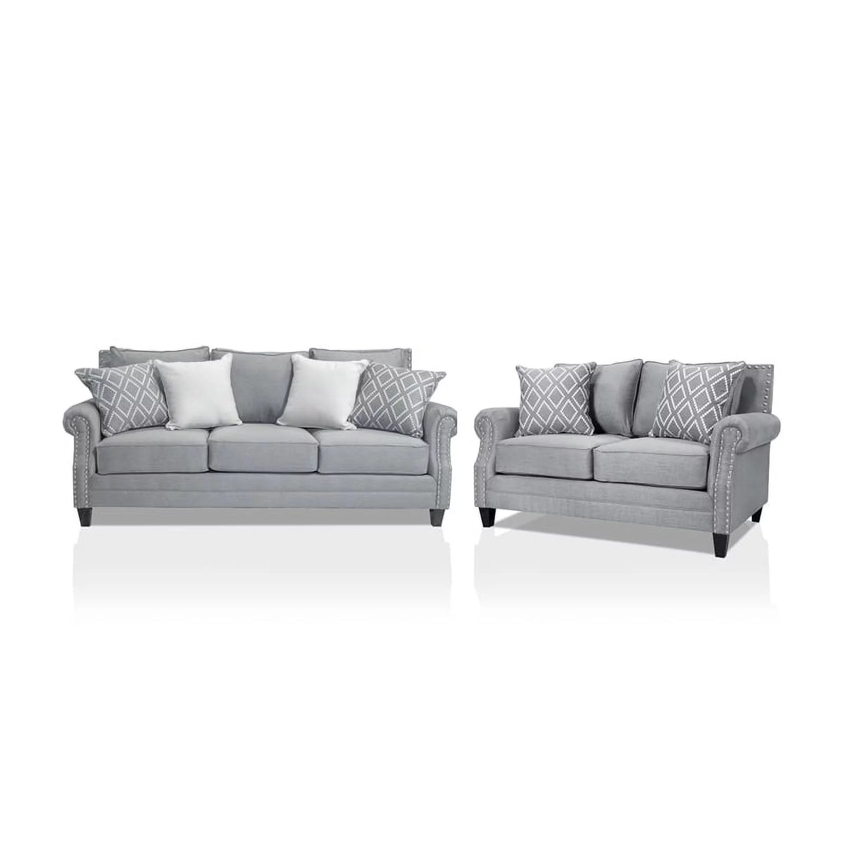 Gray 2-Piece Fabric Sofa Set X556