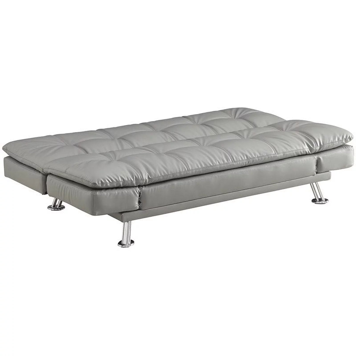 Dark Gray Faux Leather Tufted Sleeper Sofa O306