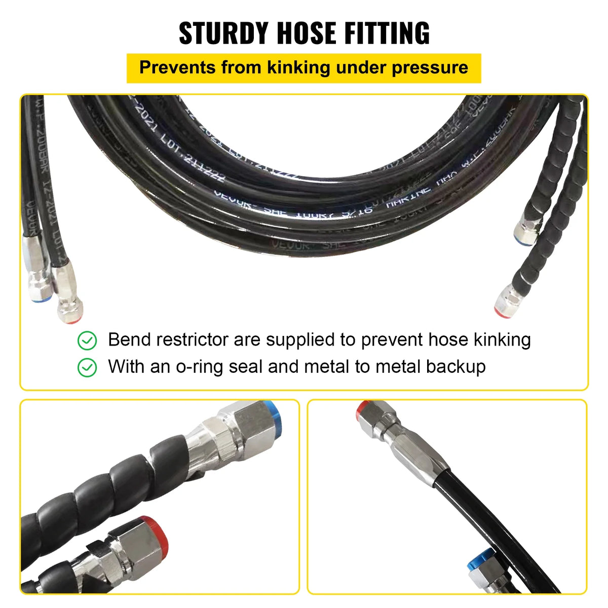 Hydraulic Steering Hose Kit, 2 Pcs 24 ft Boat Hose Kit K970001