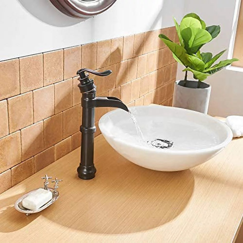 Oil Rubbed Bronze Vessel Sink Faucet with Pop Up Drain D378