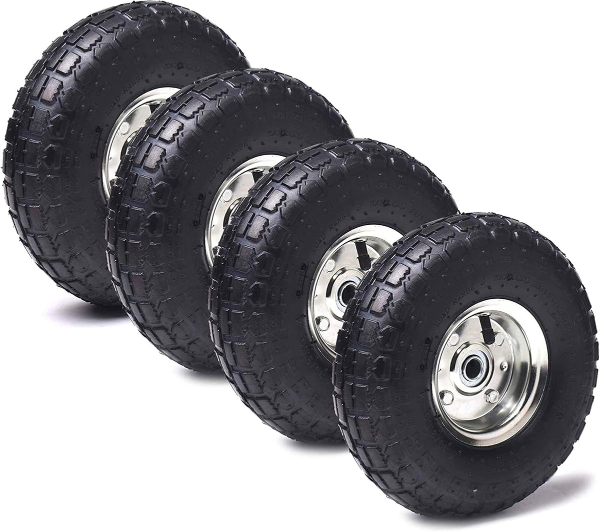 (4 Pack) 4.10/3.50-4 Replacement Tire and Wheel with 10 Inner Tube C6999