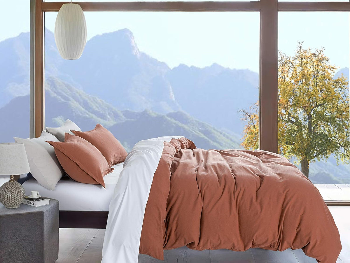 Rust Queen Cotton Duvet Cover Set Q1065