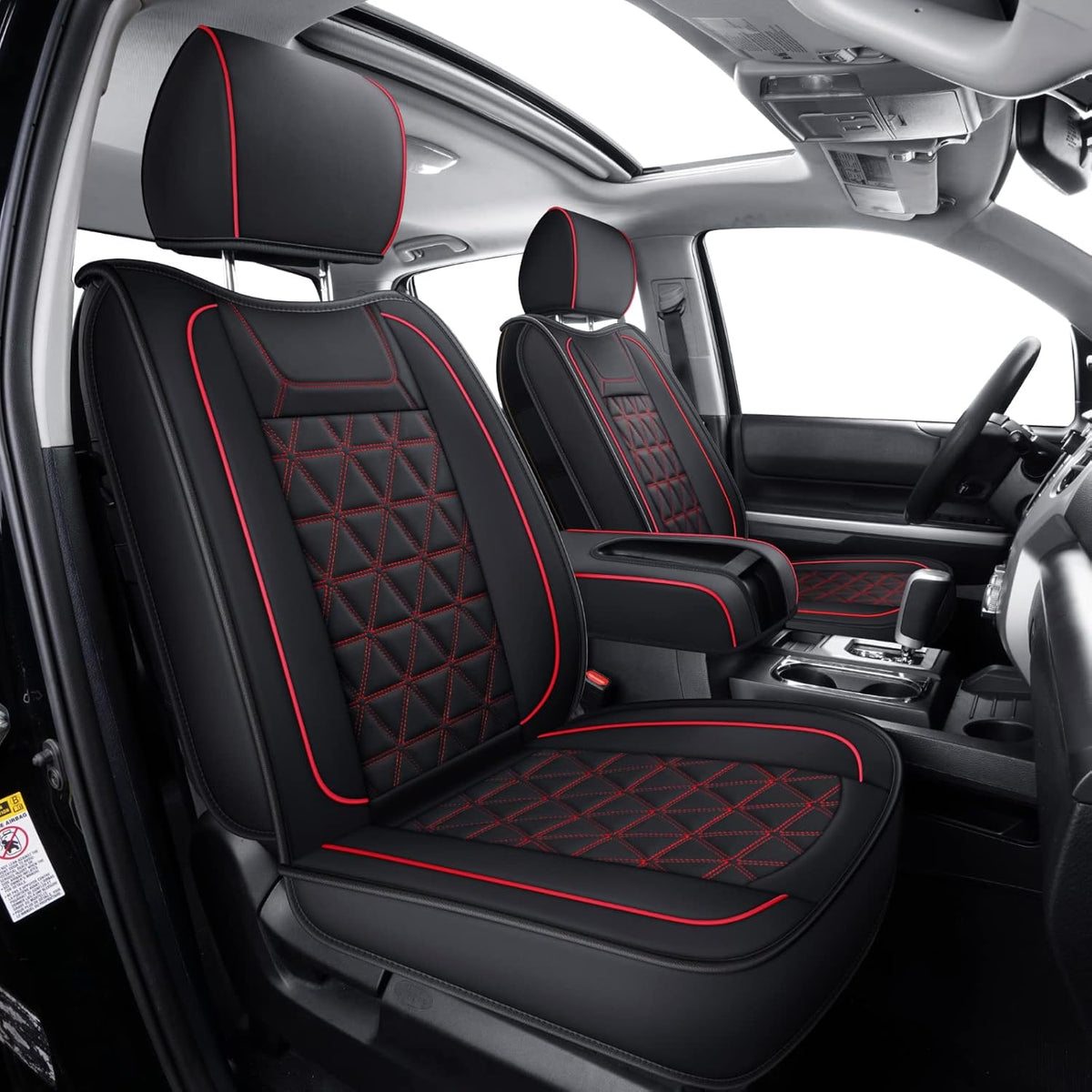 Black & Blue Water Proof Faux Leather Full Set Seat Covers Q43377