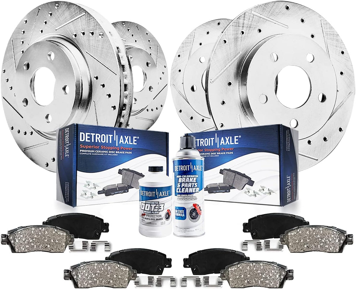 Front Rear Drilled & Slotted Rotors + Brake Pads 10pc Set O8988