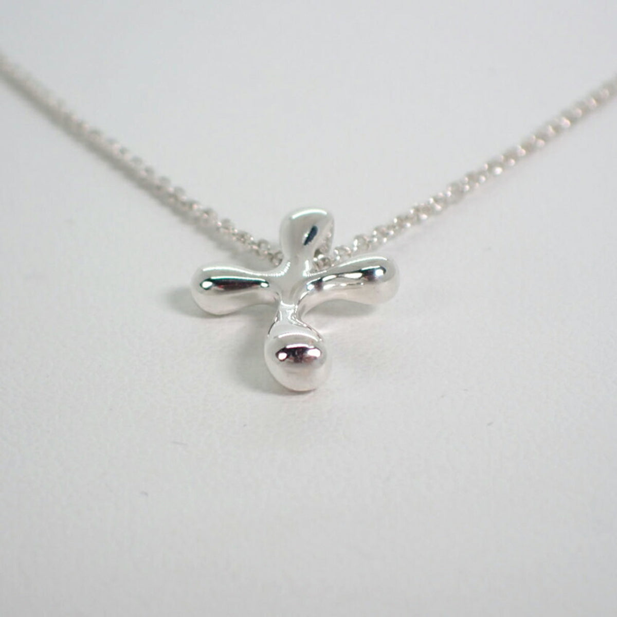 925 Teardrop Cross Pendant Necklace W327794