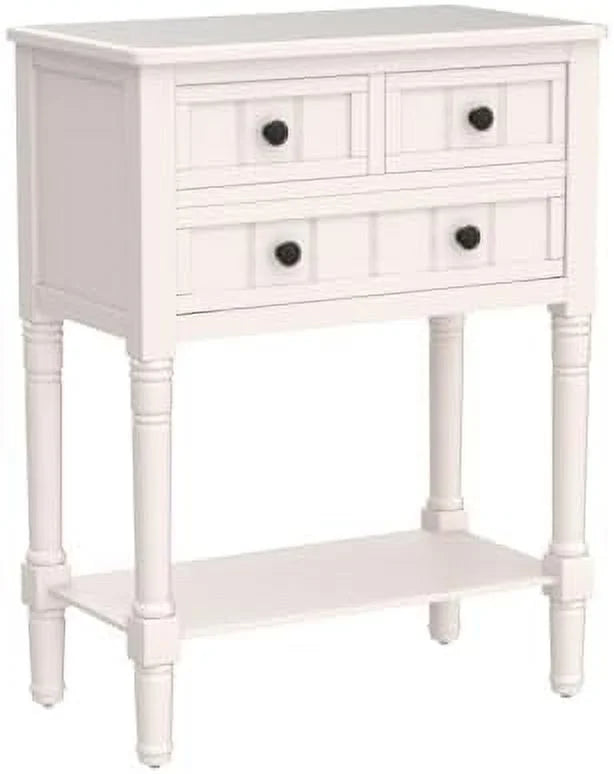 Narrow Console Sofa Table 3 Drawers Ivory White D4490