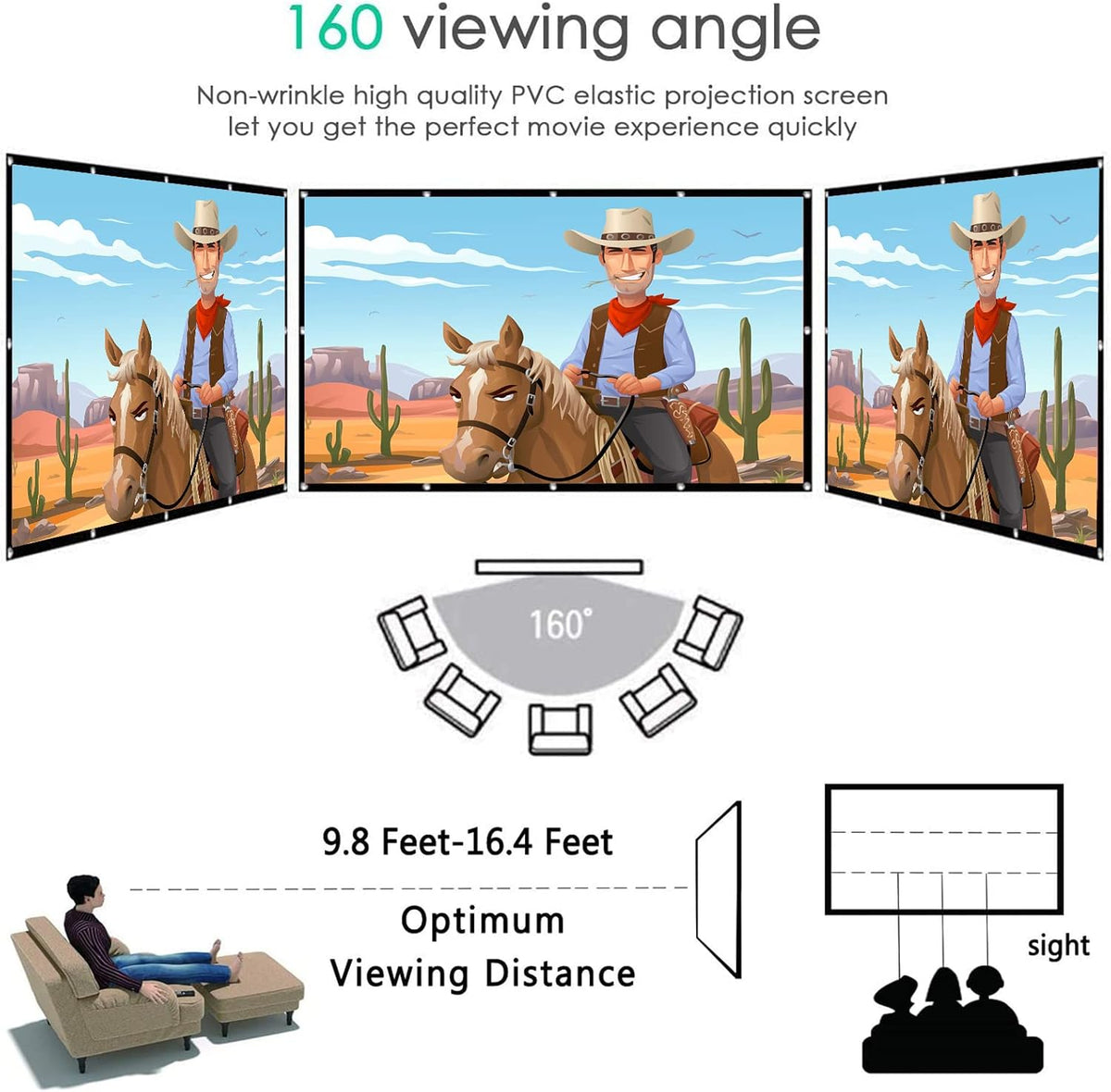 120 Inch Foldable Projector Screen with Stand I42736