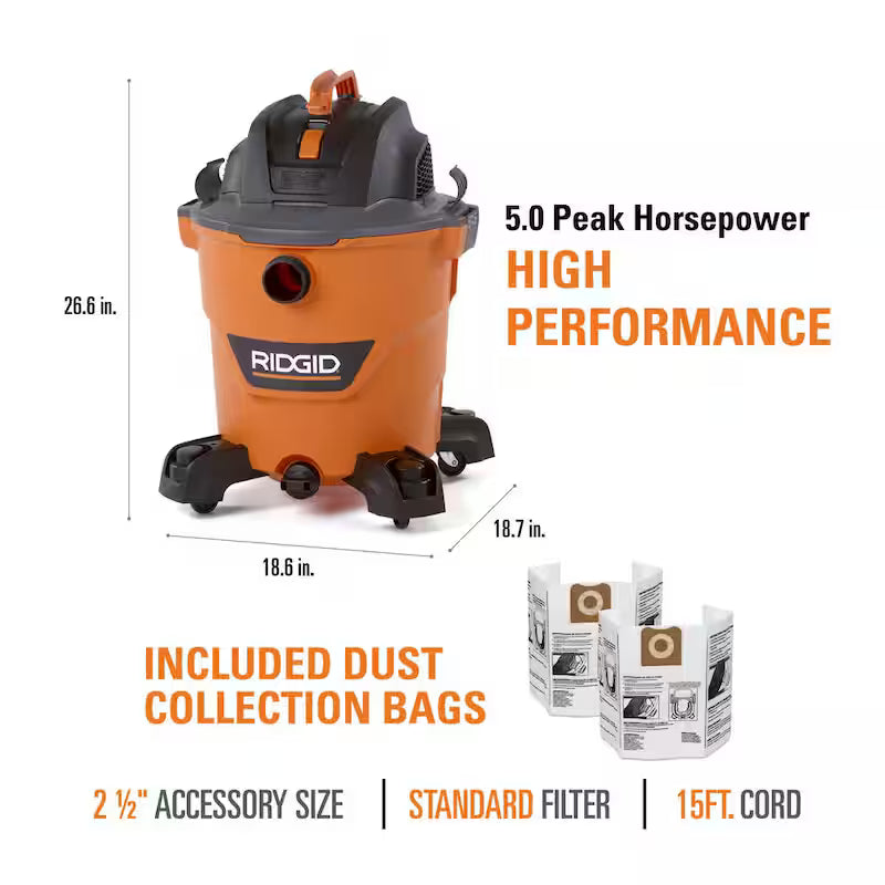 12 Gallon 5.0 Peak HP Wet/Dry Shop Vacuum with Accessories G84946