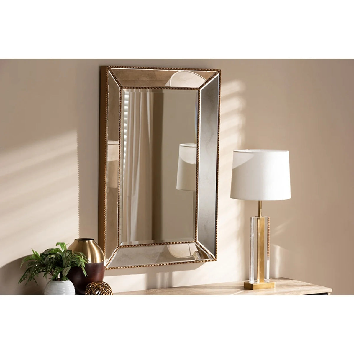 Antique Gold Rectangular Accent Wall Mirror R719892