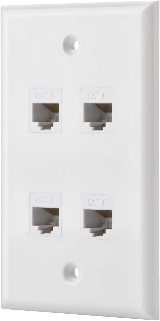 Cat6 Keystone Ethernet Wall Plate Female to Female White 6 Port Pack of 2 V62203