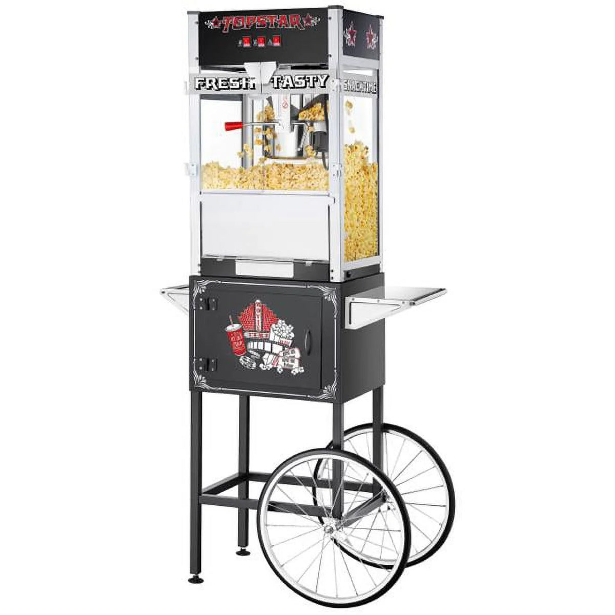 Black 12 oz Popcorn Machine with Cart A3606