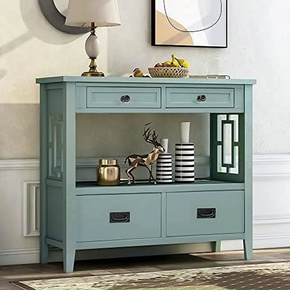 Farmhouse Wood Buffet Sideboard Console Table with 2-Door Cabinet I12674