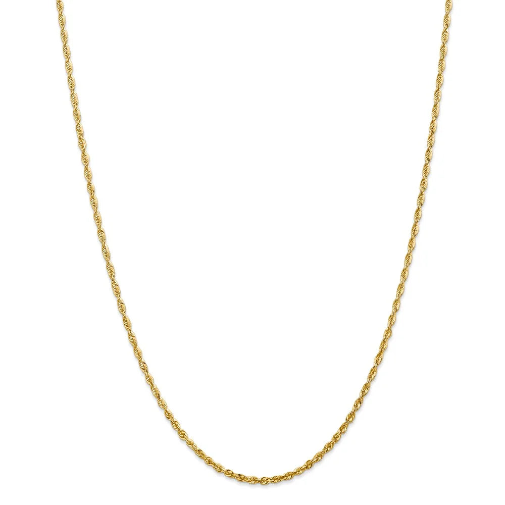 14kt Yellow Gold 2.25mm Diamond Cut Rope Chain 24 inch Lobster Clasp N253