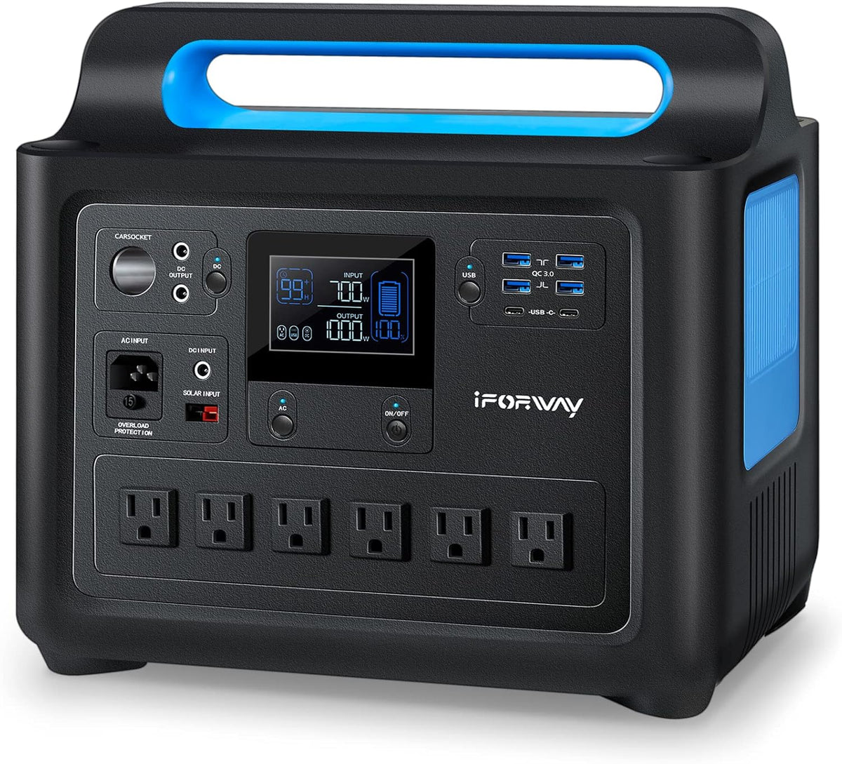 Portable Power Station 1288Wh 1000W Pure Sine Wave AC Outlets Y2680
