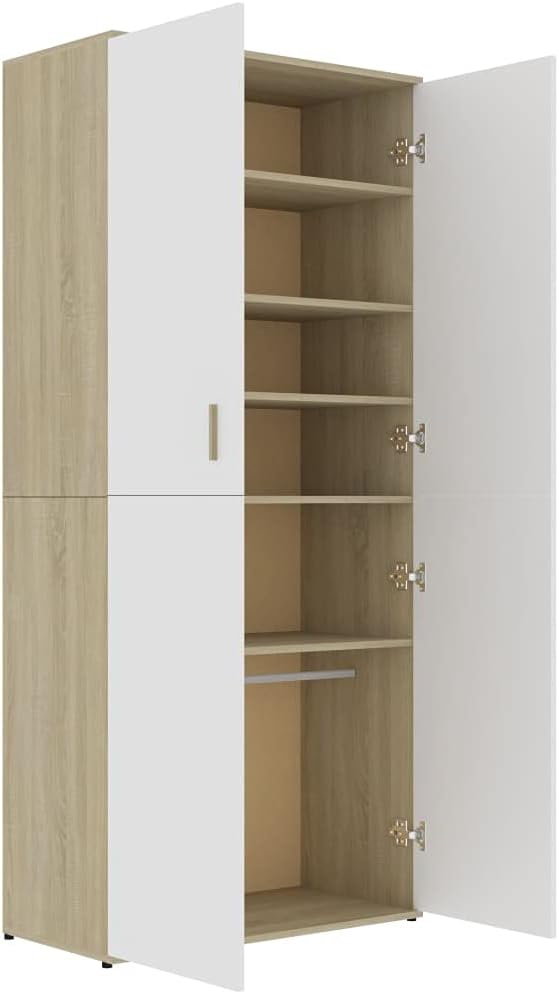 White and Sonoma Oak Shoe Cabinet B4417