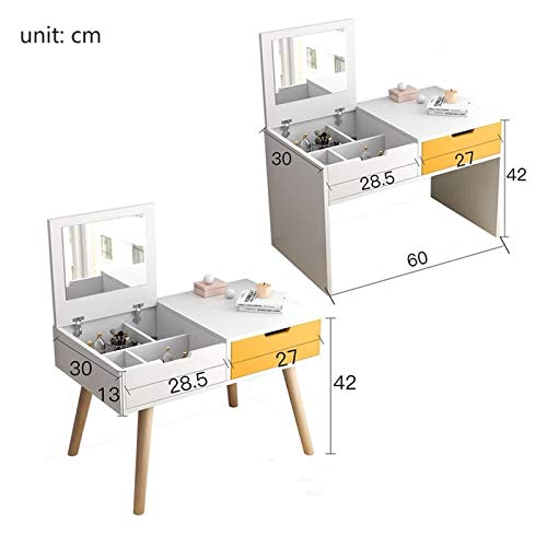 White Blue 2-in-1 Vanity Desk with Flip Top Mirror and Drawers L764
