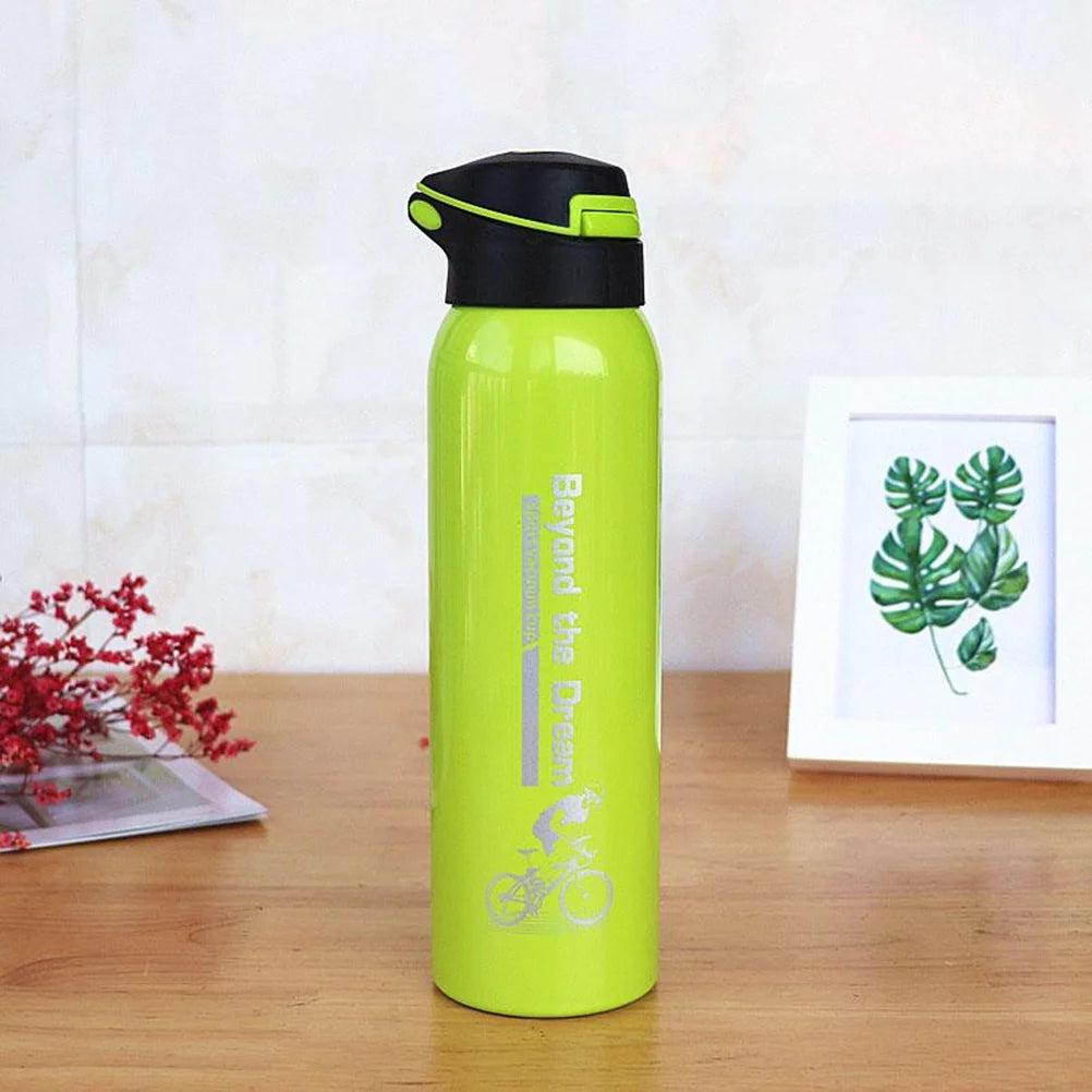 Green Vacuum Insulated Water Bottle with Straw J66392