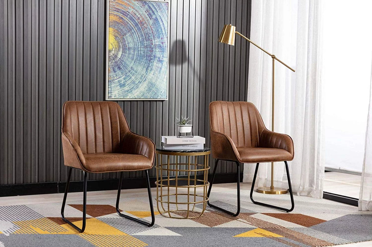 Synthetic Leather Upholstered Dining Chairs Set of 2 S390939