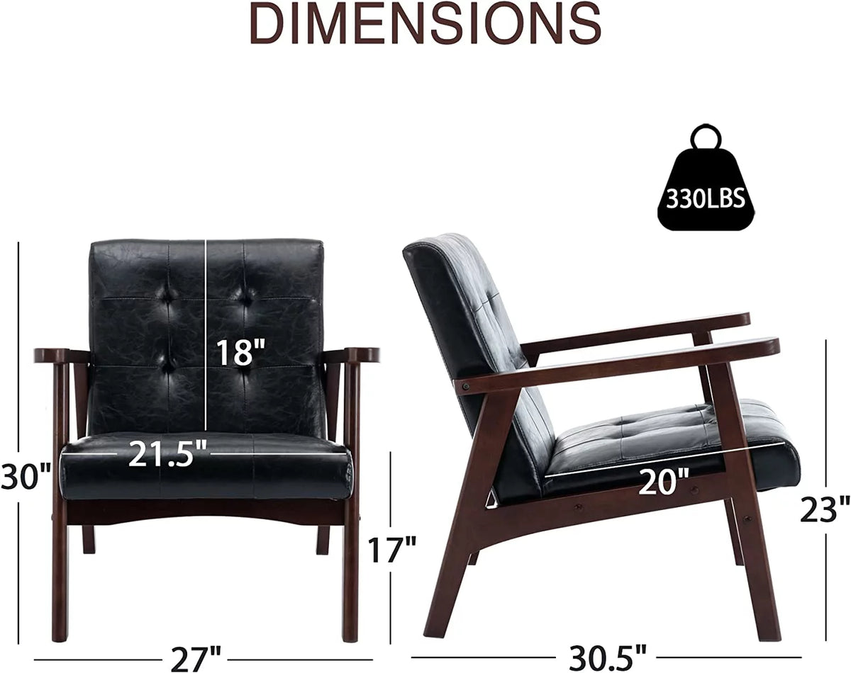 Black Leather Upholstered Accent Chair I2354