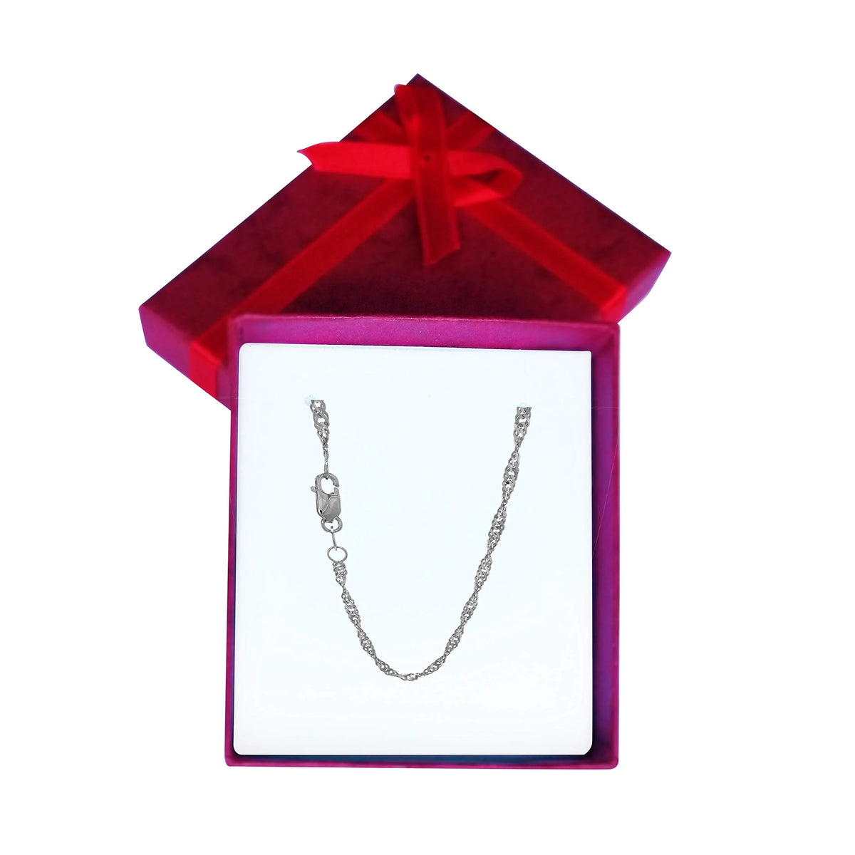 14k Solid White Gold Singapore Chain Necklace 20" A24078