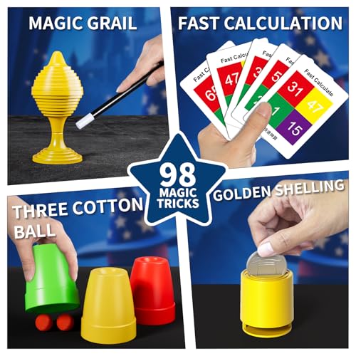 130 Magic Tricks Set with Magician Costume and Magic Wand Z46759