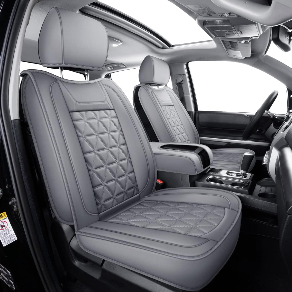 Black & Blue Water Proof Faux Leather Full Set Seat Covers Q43377