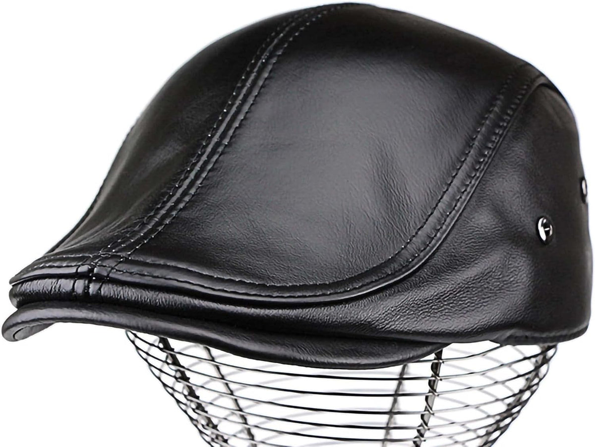 Adjustable Leather Newsboy Cap W8301