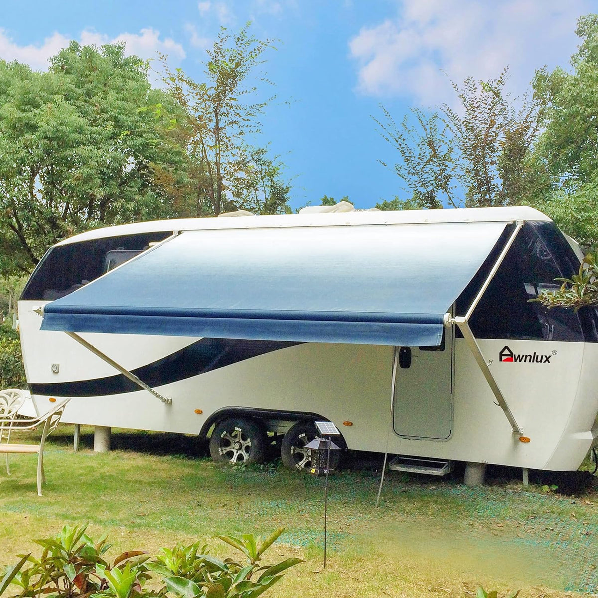 White Manual Retractable RV Awning 20x8 Ft E101735