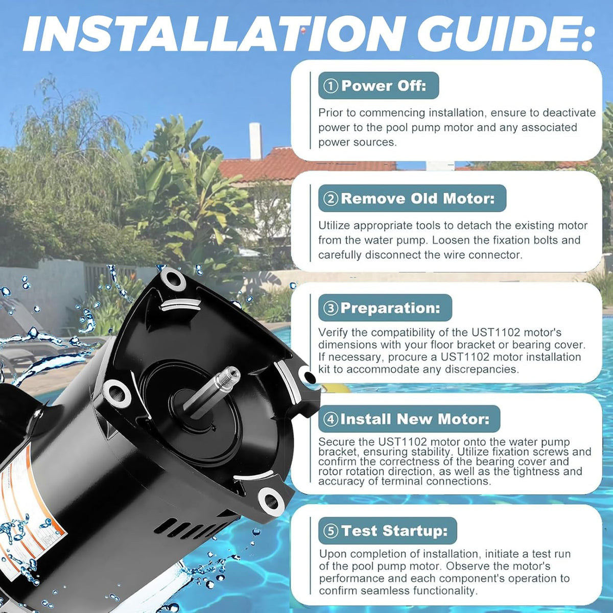 1HP 230/115V Square Flange Pool Pump Motor R700890