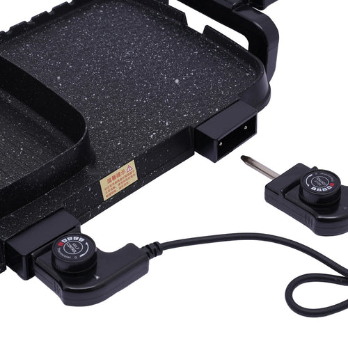 2 In 1 Electric Hotpot Pot with Grill Dual Indoor BBQ Black B259