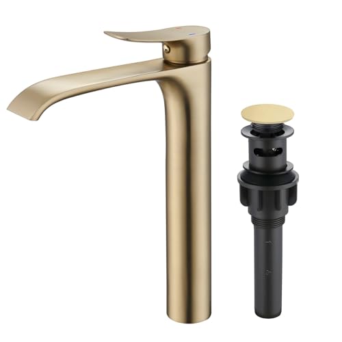 Brushed Gold Single Handle Vessel Sink Faucet Q224