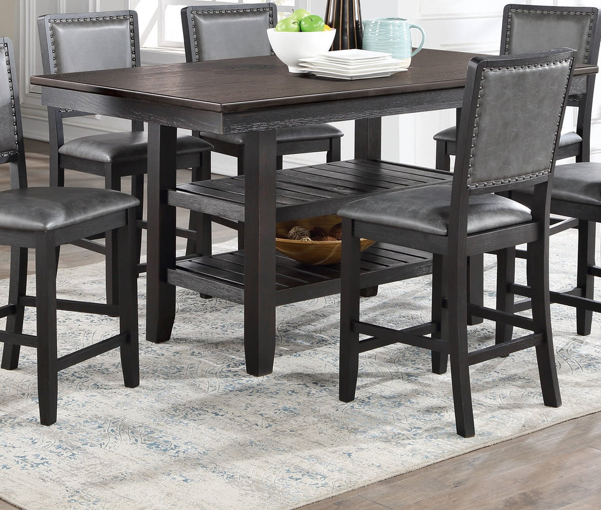 7pc Grey Counter Height Dining Table Set with 6 Chairs K319