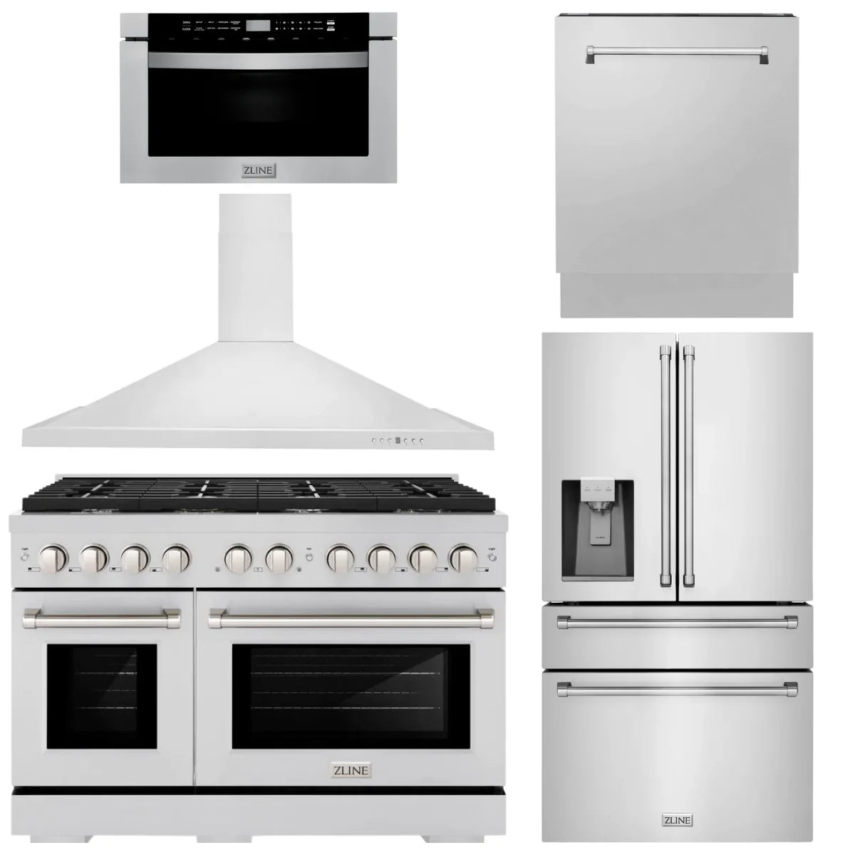 48 Gas Range, Range Hood, Refrigerator, Dishwasher and Microwave Drawer B844