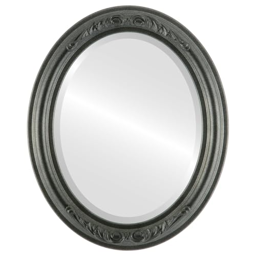 Oval Beveled Wall Mirror Linen White 20x24 K965807