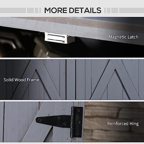 Outsunny Gray Outdoor Storage Cabinet with Galvanized Top and Two Shelves T102