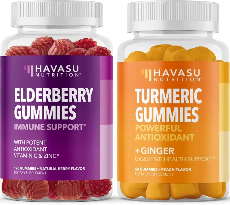 Turmeric Gummies with Ginger & Black Elderberry Gummies with Zinc and Vitamin C W729
