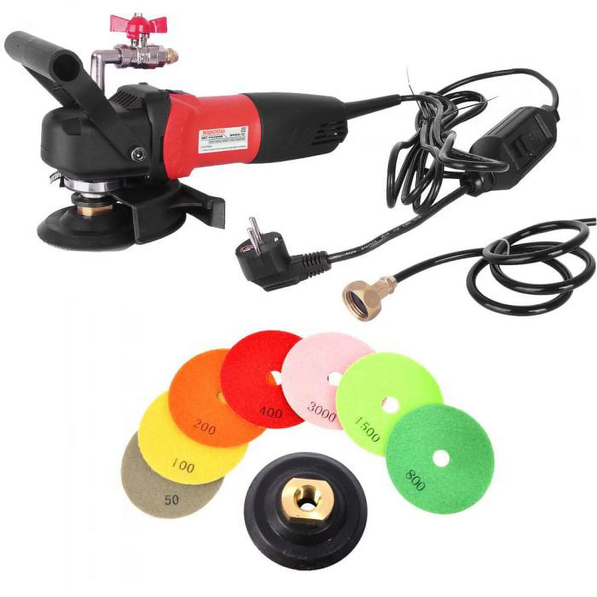 4" 220V Variable Speed Wet Polisher and Grinder and 8 pc 5" Diamond Polishing Pad Set M648219