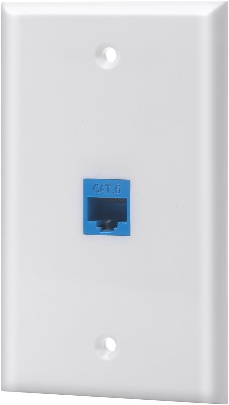 Cat6 Keystone Ethernet Wall Plate Female to Female White 6 Port Pack of 2 V62203