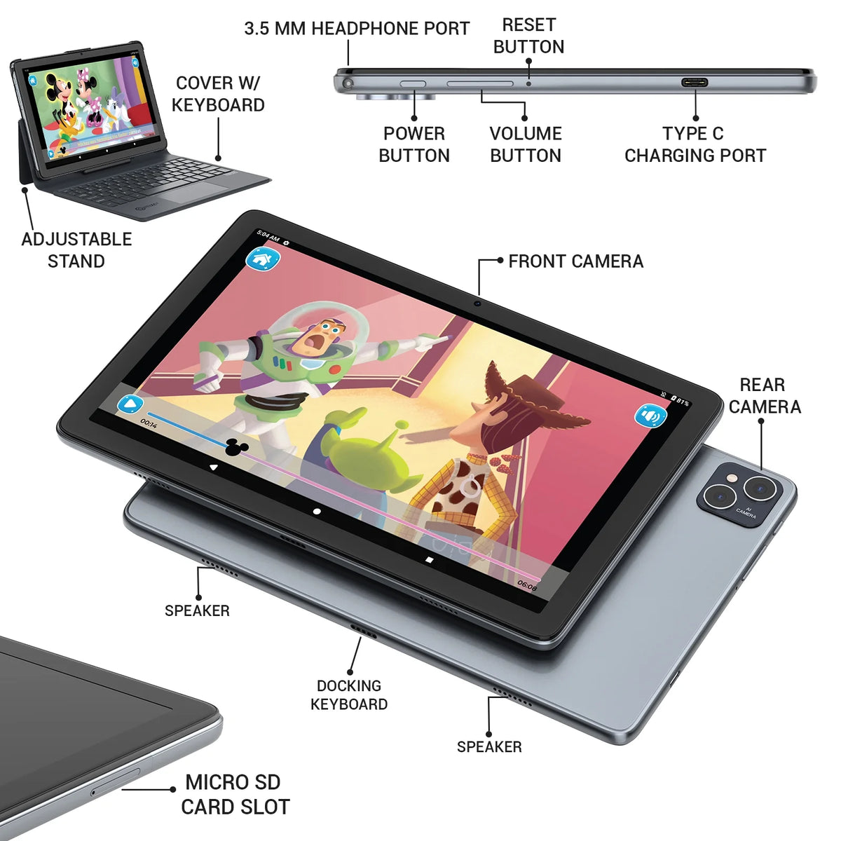 10" Android Tablet 128GB with Keyboard A366115